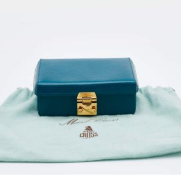 Spectacular, Iconic Mark Cross GRACE Box Bag Clutch, EUC, Blue with Dust Bag - Picture 13 of 15